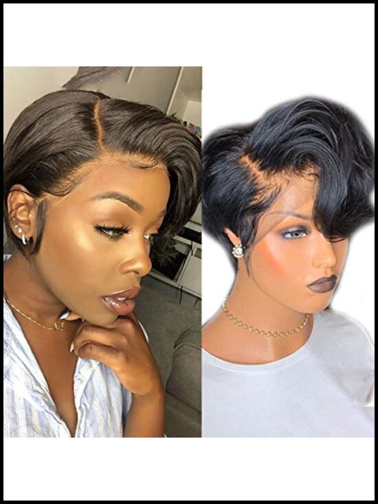 Short Pixie Cut Bob Wig Lace Front Human Hair Glueless Pre Plucked 150% Density main image 4
